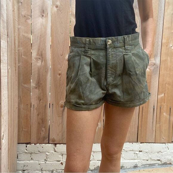 Abercrombie & Fitch khaki tie dyed cotton blend shorts size 27 - Picture 3 of 6